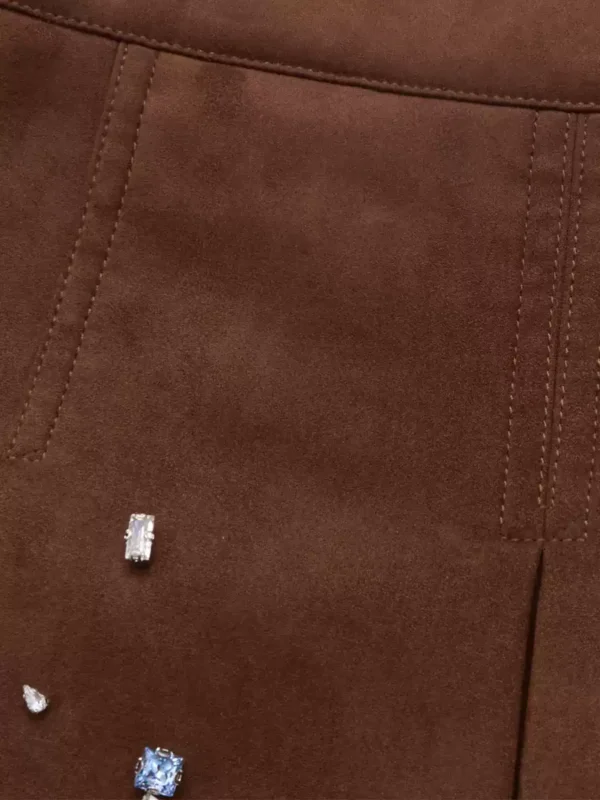 Suede pleated skirt