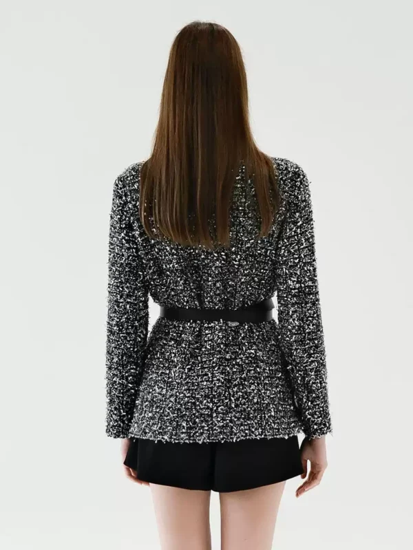 New fringed wool yarn blended knitted coat
