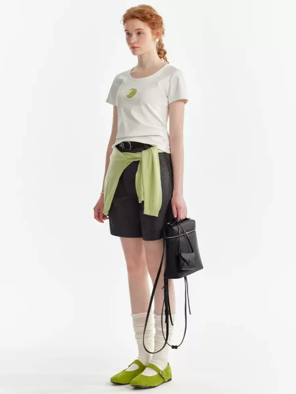 Ladies with fruit-printed round-neck short-sleeved shirts