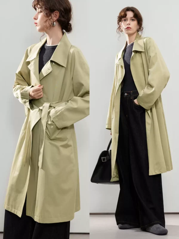 Retro British-style lapel trench coat