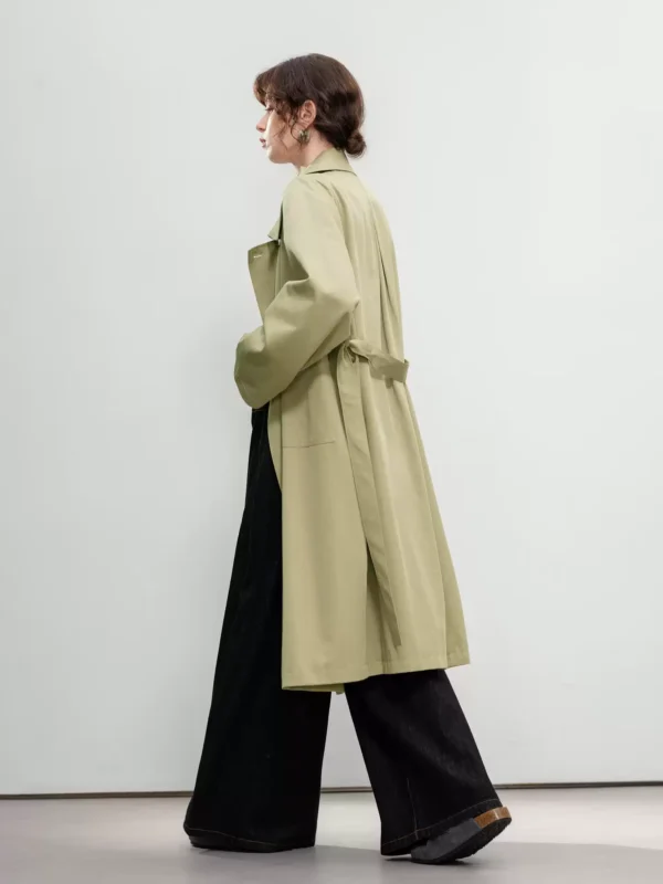 Retro British-style lapel trench coat