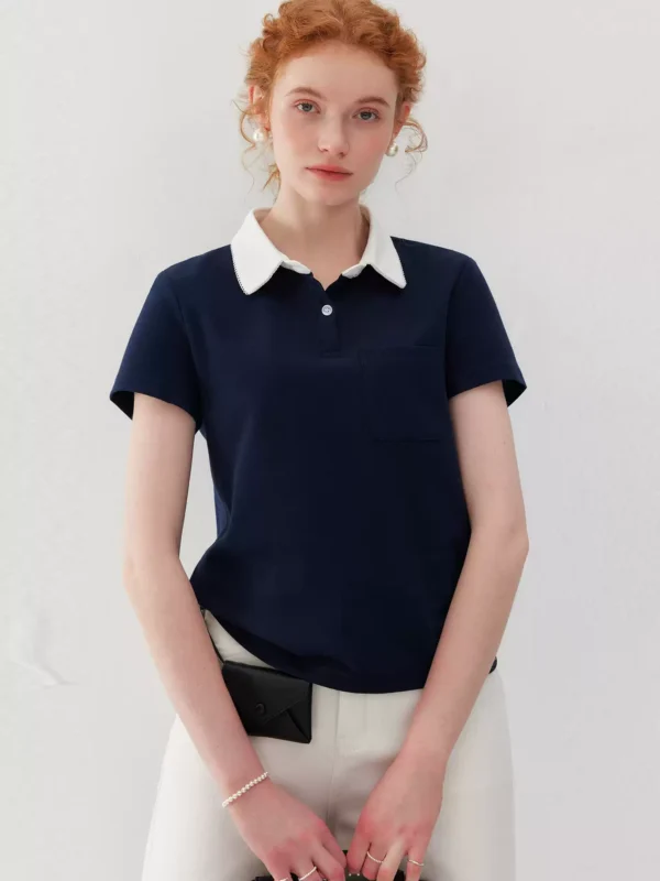 Two-piece polo short-sleeved halter top set for women