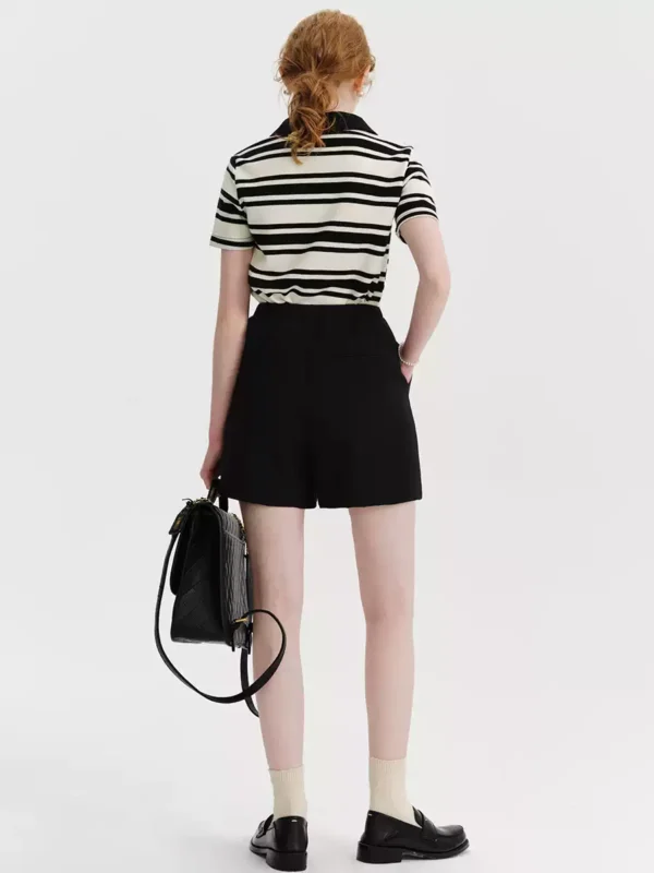 Women's striped knitted POLO short-sleeved shirt