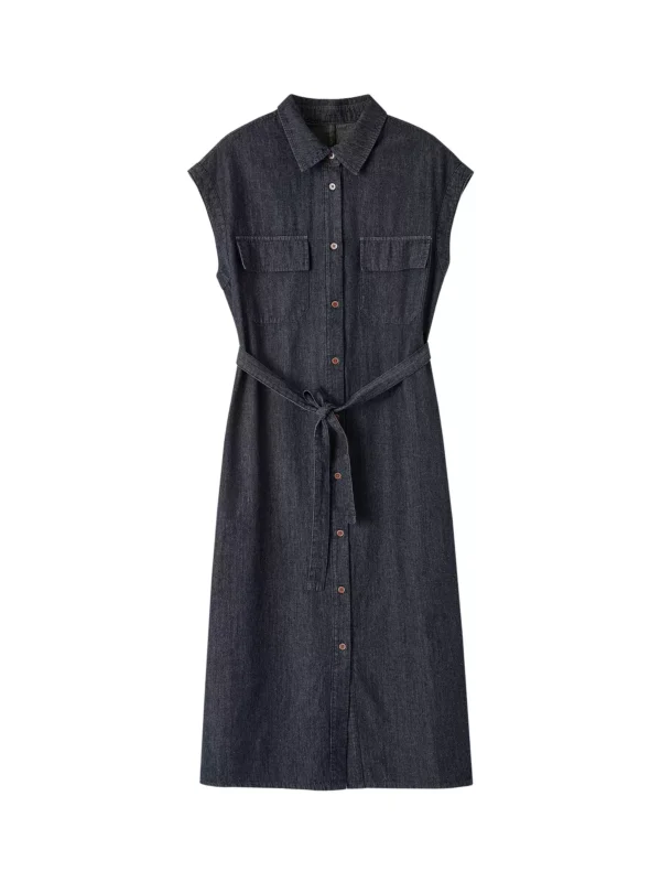 Commuter style lapel denim dress