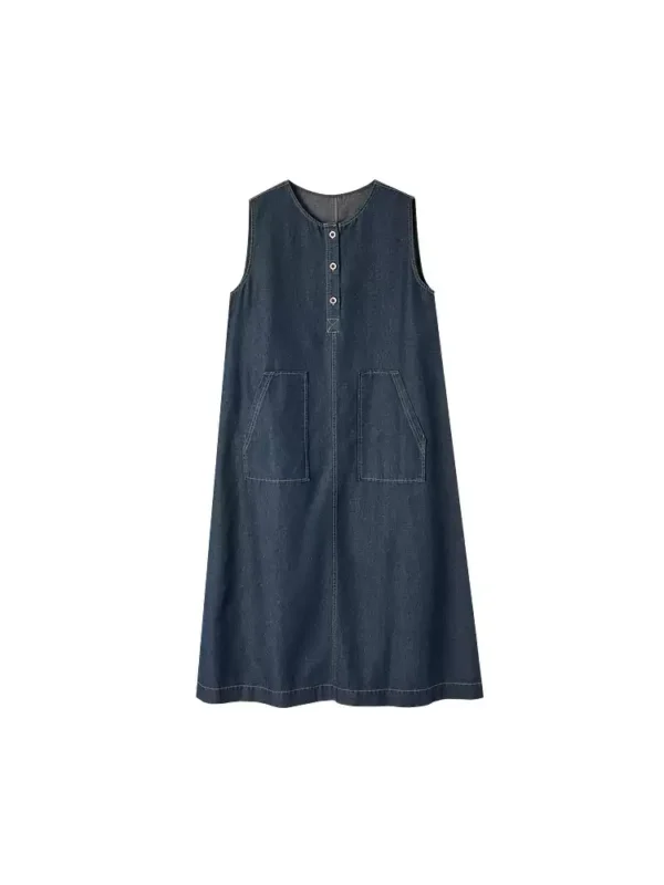 Sleeveless denim dress for women
