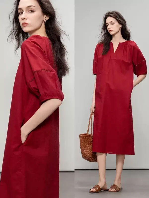 Loose mid-length straight dress