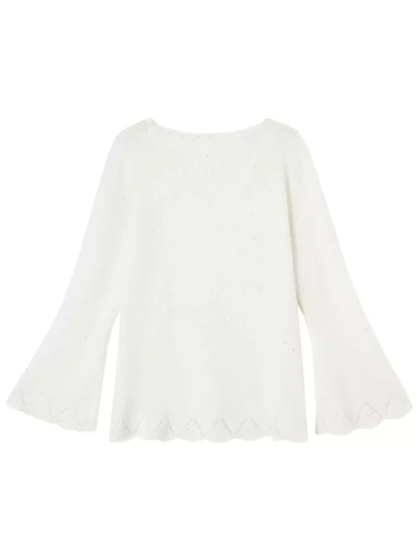 Hollowed-out round-neck sweater