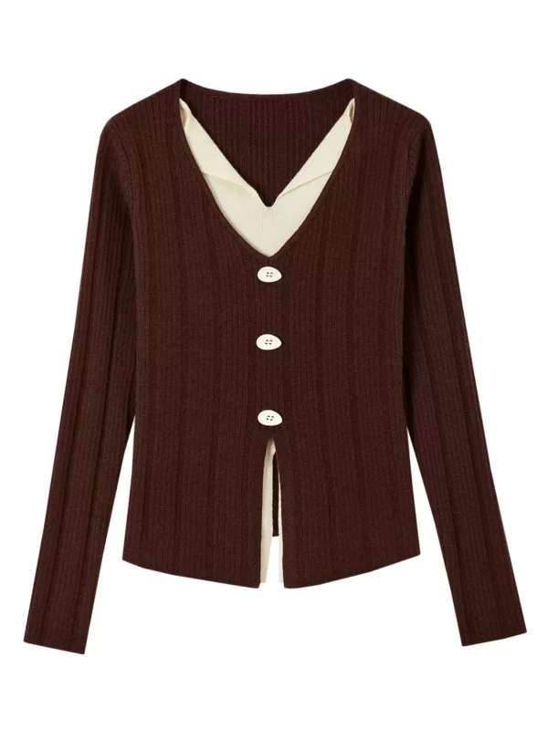 Two fake V-neck sweaters in contrasting colors