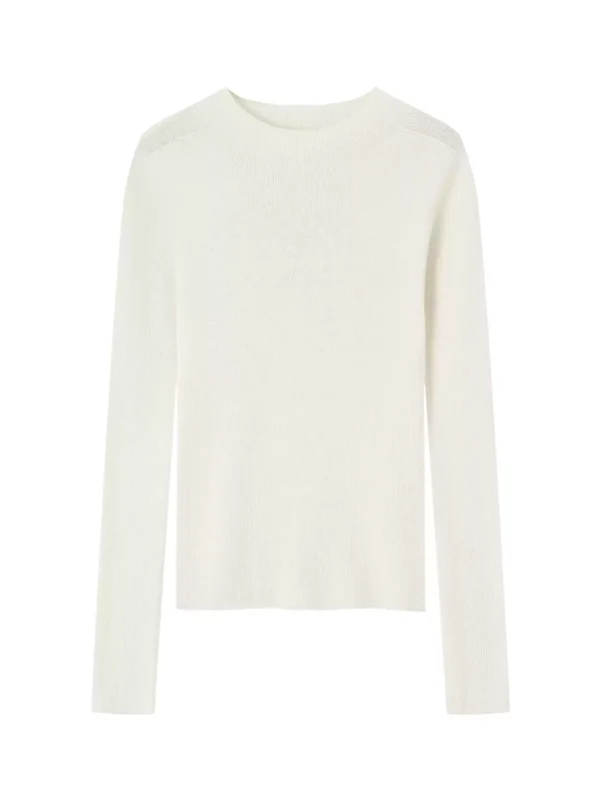 A semi-high-necked wool base layer shirt for women