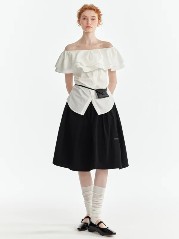 One-shoulder ruffled shirt