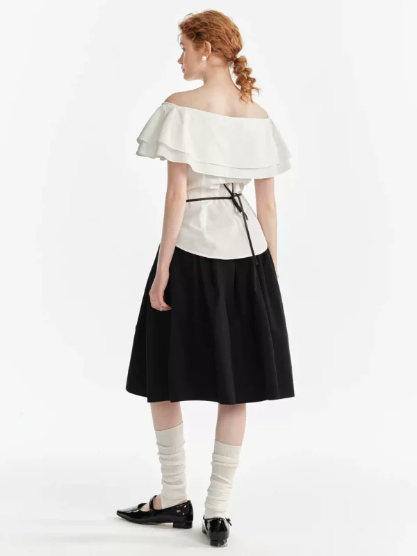 One-shoulder ruffled shirt