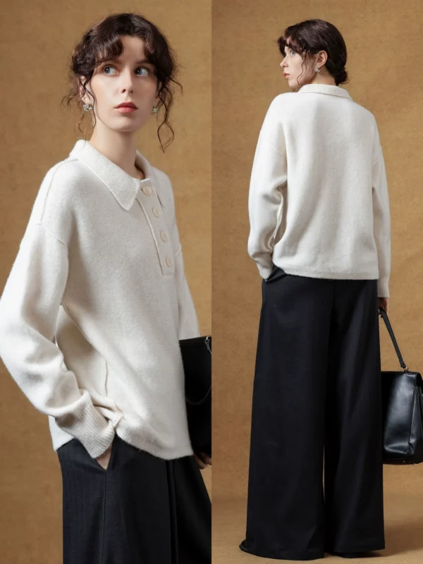 A simple soft and laid-back lapel sweater