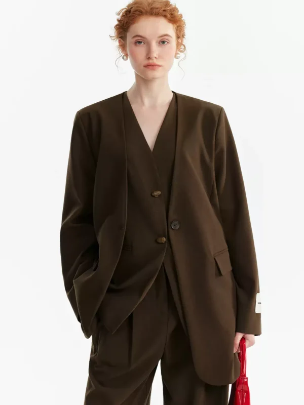 Ladies' collarless suit vest set