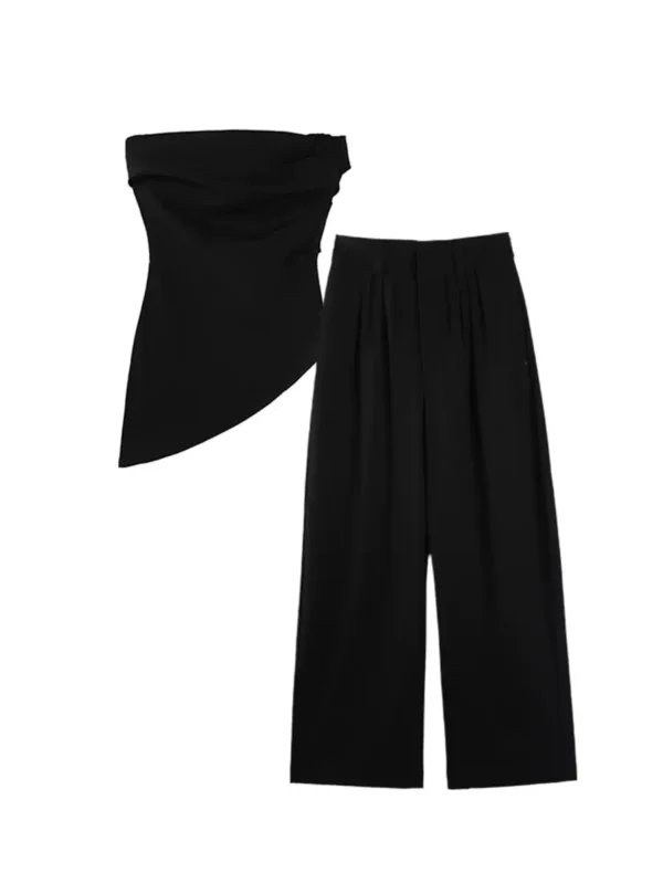 Black strapless suit