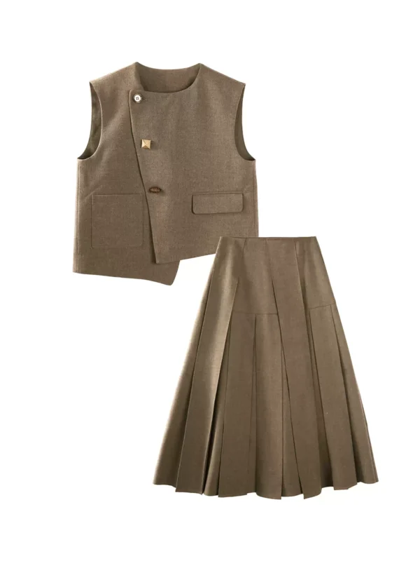 Retro chanel-style vest, half skirt set