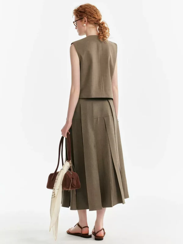 Retro chanel-style vest, half skirt set