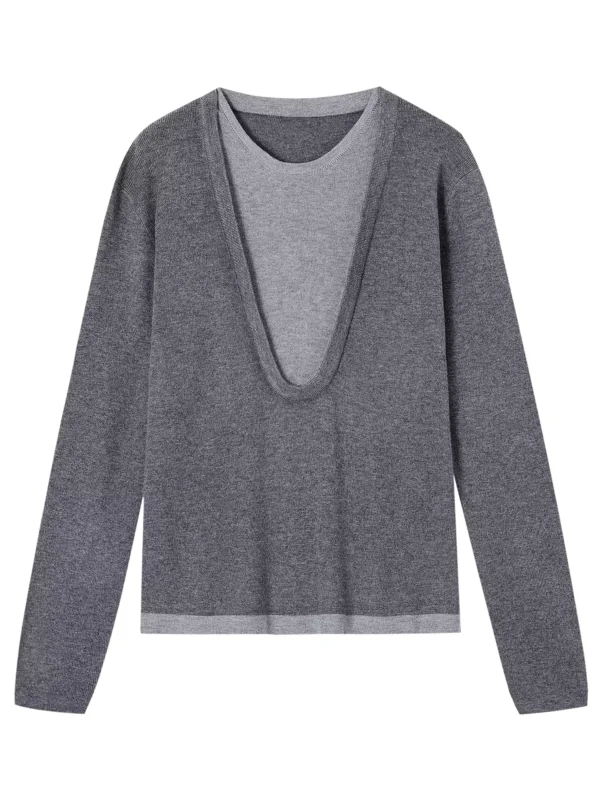 Two fake color-blocking knitted sweater tops