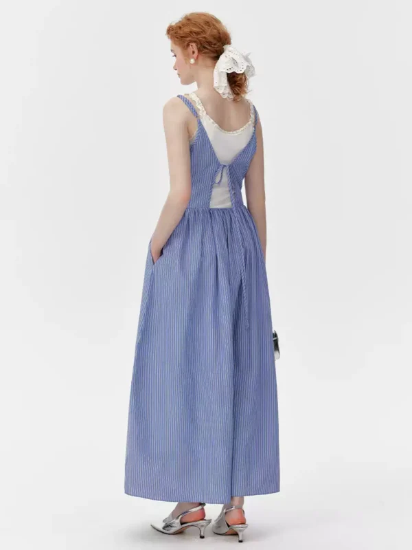 Striped backless halter dress set