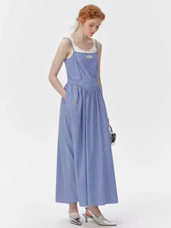 Striped backless halter dress set