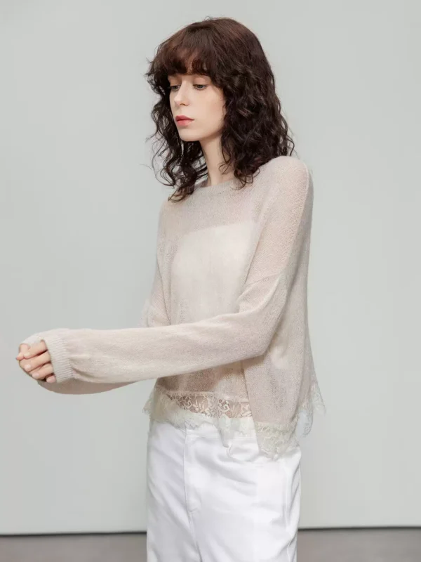 A light and thin lace patchwork knitted top