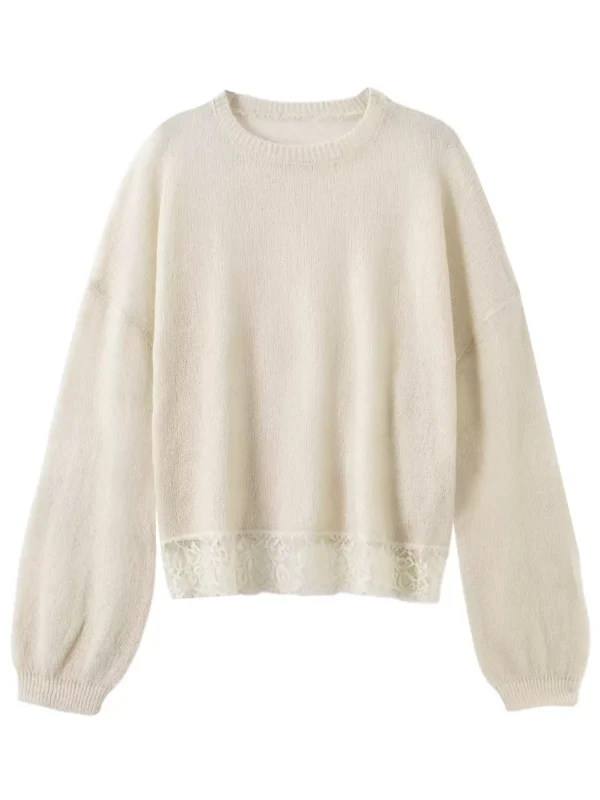 A light and thin lace patchwork knitted top