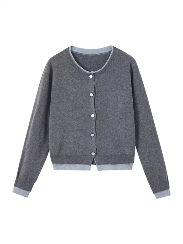 Two cardigans are fake knitted sweaters
