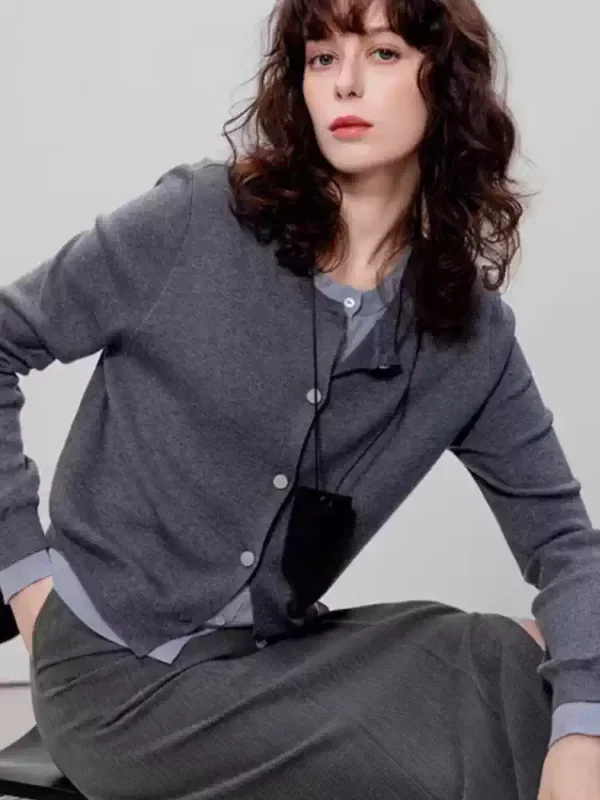 Two cardigans are fake knitted sweaters