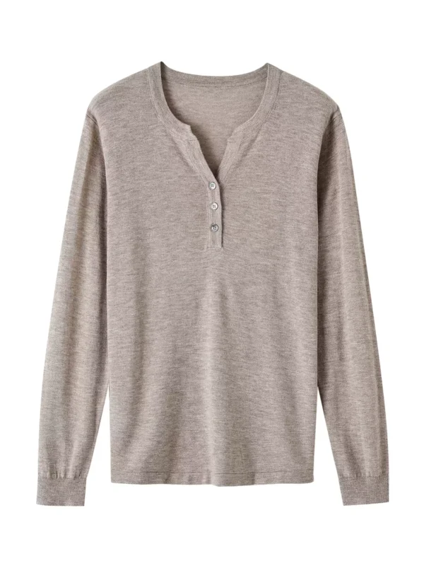 Three-button long-sleeved knitted sweater