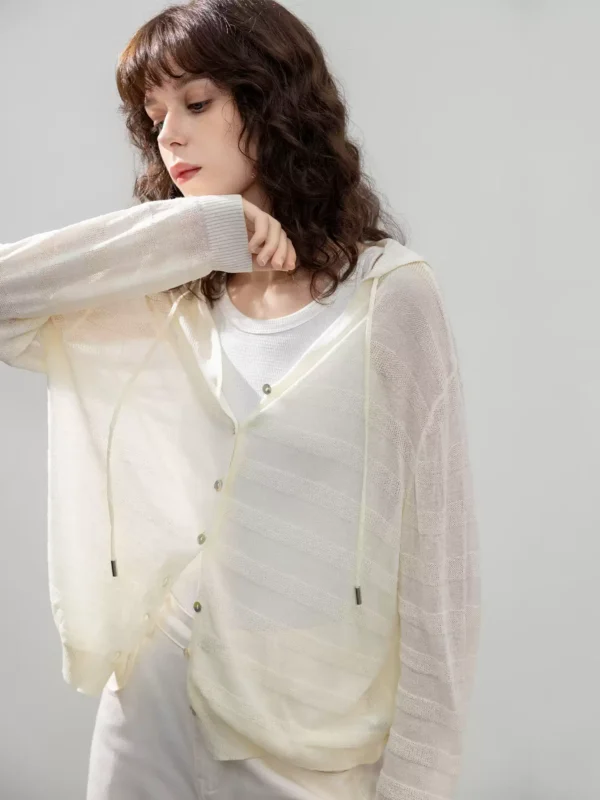 A light and thin striped jacquard cardigan