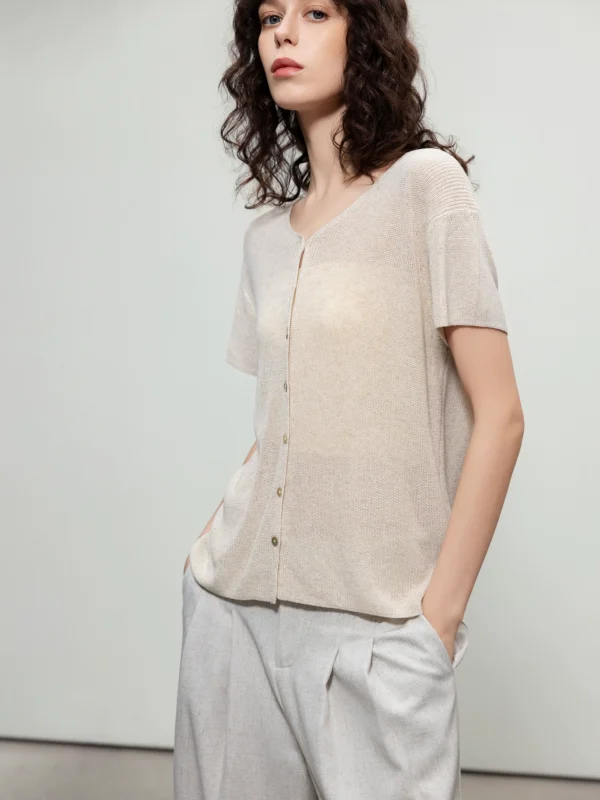 V-neck cardigan knitted female
