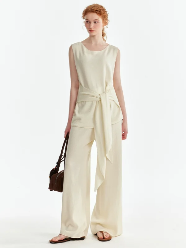 Vest floor-length pants knitted suit for women
