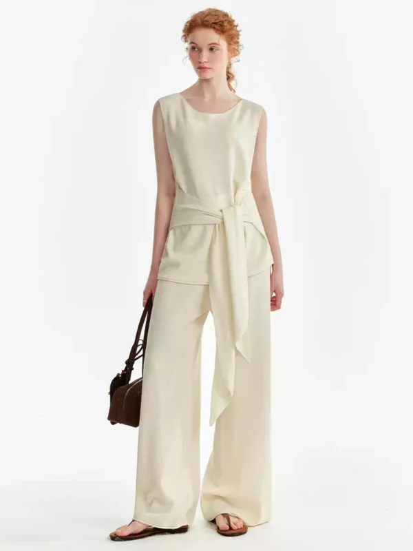 Vest floor-length pants knitted suit for women