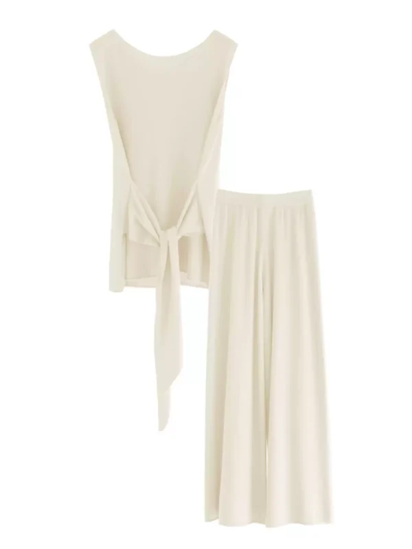 Vest floor-length pants knitted suit for women