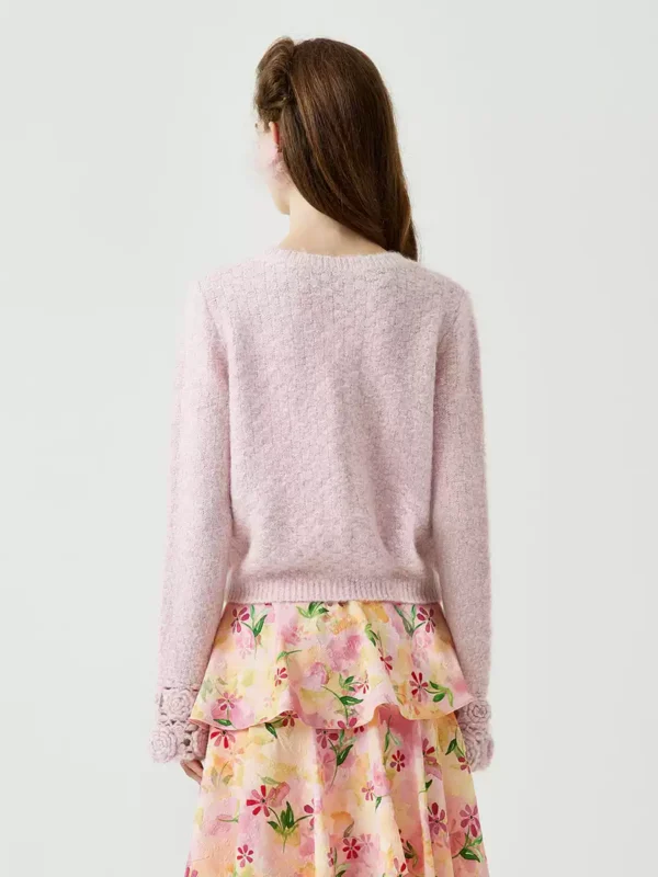 Woolen knitted cardigan in the style of a socialite