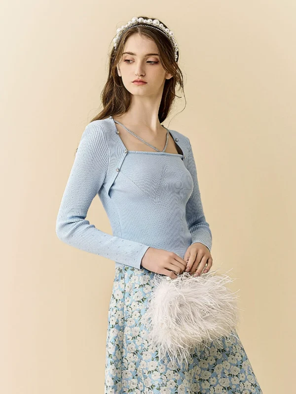 Wool and tencel blended knitted sweater