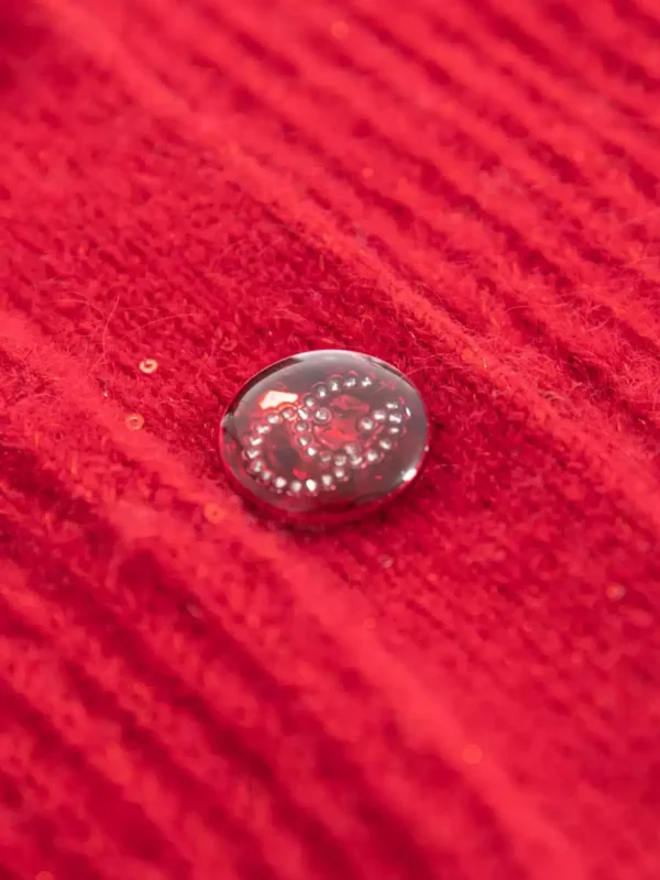A bright red wool knitted sweater
