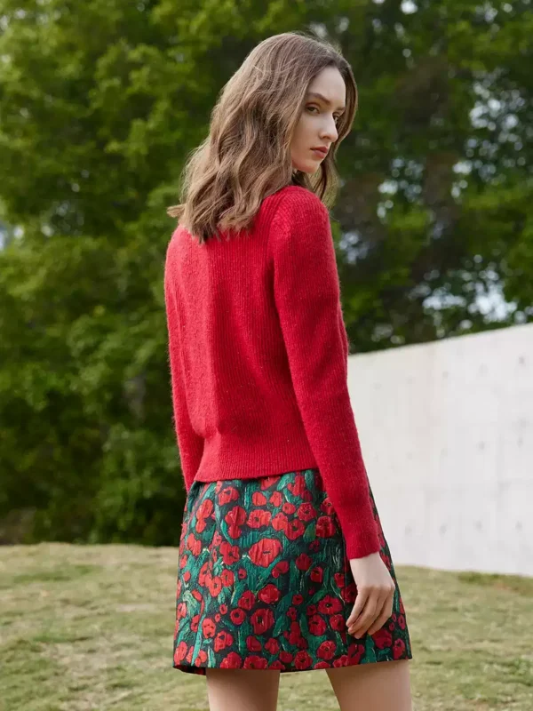 A bright red wool knitted sweater