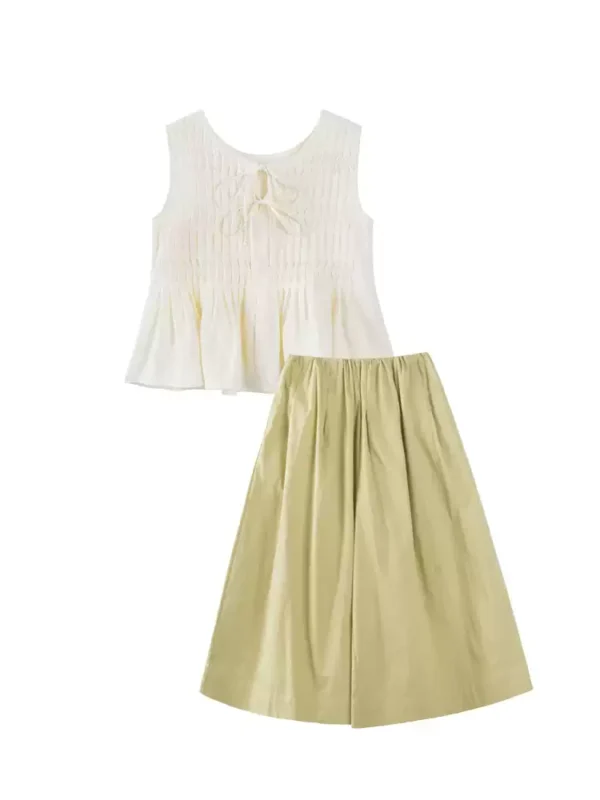 Vest wide-leg capri pants set