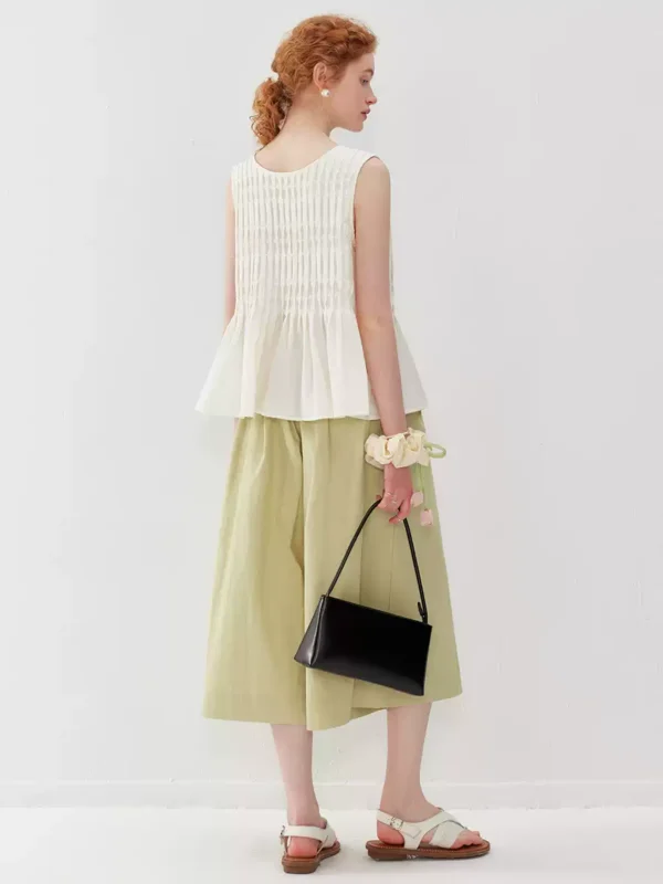 Vest wide-leg capri pants set