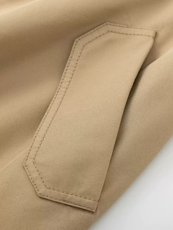Khaki A-line pleated half umbrella skirt - Image 3