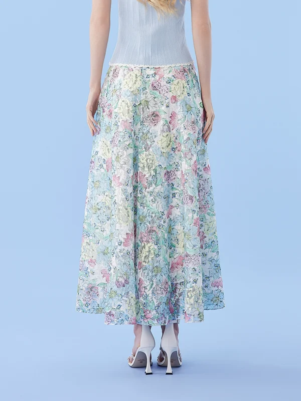 New lace floral print A-line skirt - Image 2