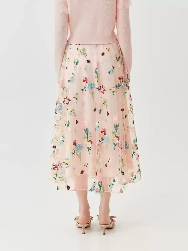 Embroidered floral tulle skirt - Image 2
