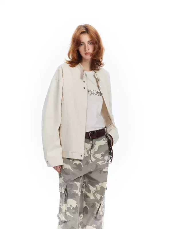 Beige loose casual women's coat - Image 4