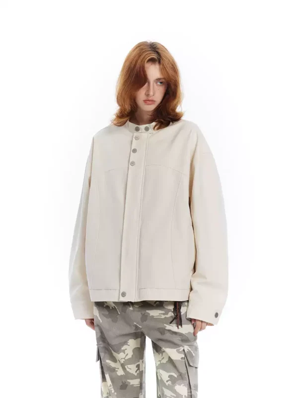 Beige loose casual women's coat - Image 2