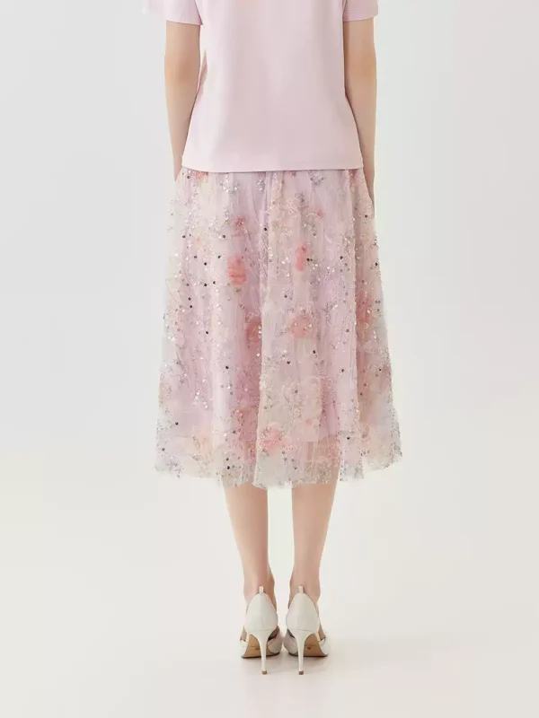 Colorful sequined embroidered A-line skirt - Image 2