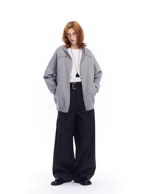 Grey deconstructed sweater cardigan woman - Image 2