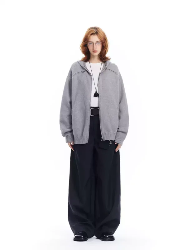 Grey deconstructed sweater cardigan woman