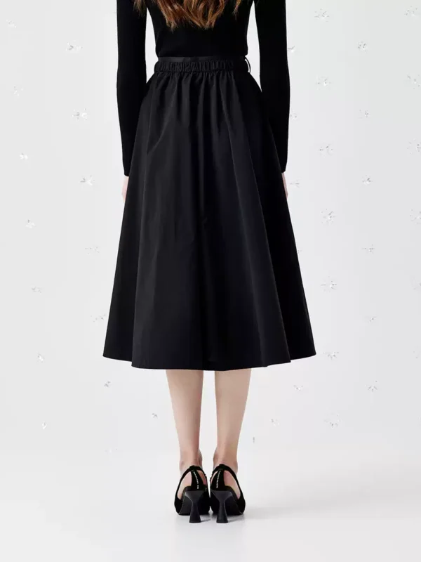 Black style fabric A-line skirt long dress - Image 2