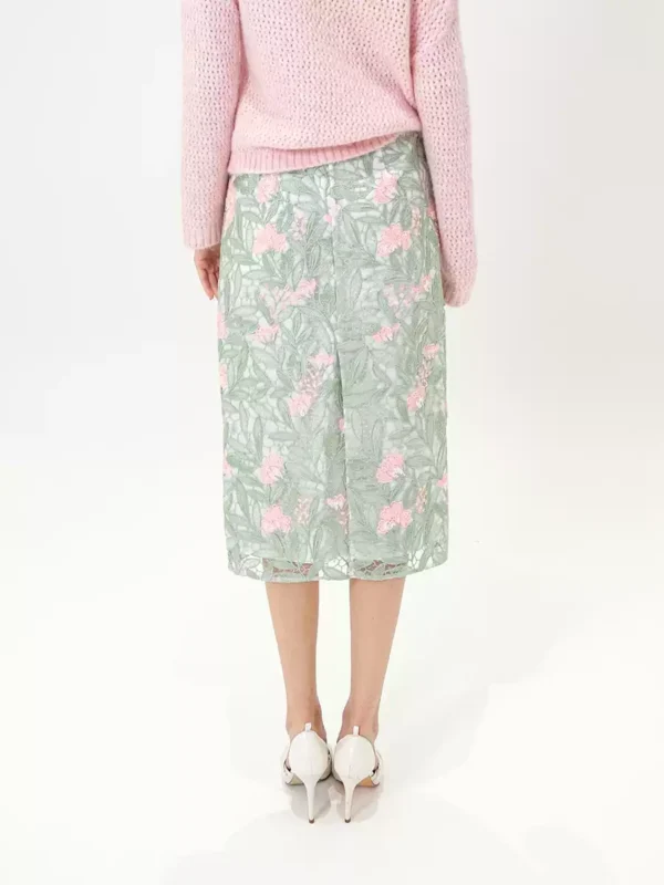 Lace floral print body-hugging skirt half skirt - Image 2