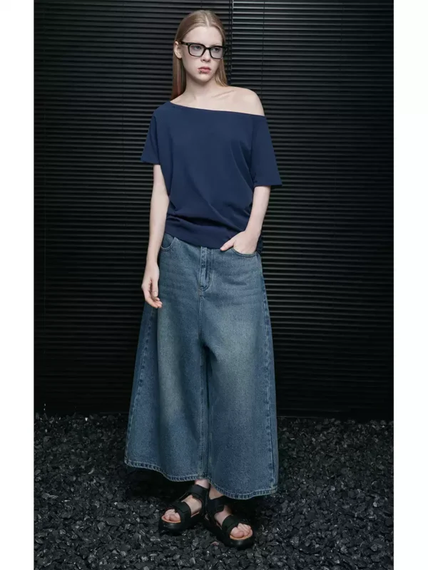 Retro distressed loose eight-inch jeans for women - Image 3
